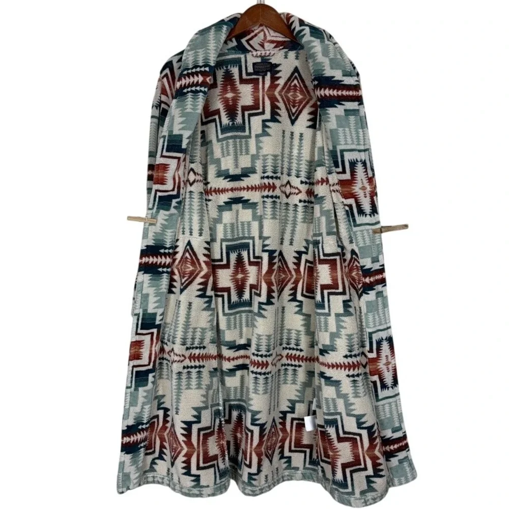 Pendleton Womans Bathrobe S Silver Blue Harding Star Aztec Robe Unisex Cotton